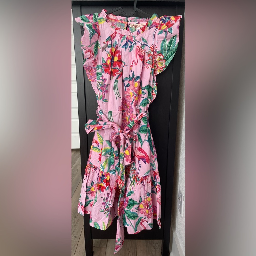 NWT Banjanan - Bulbul’s Sister Dress - Flamingo Rhododendron Lilac Sachet